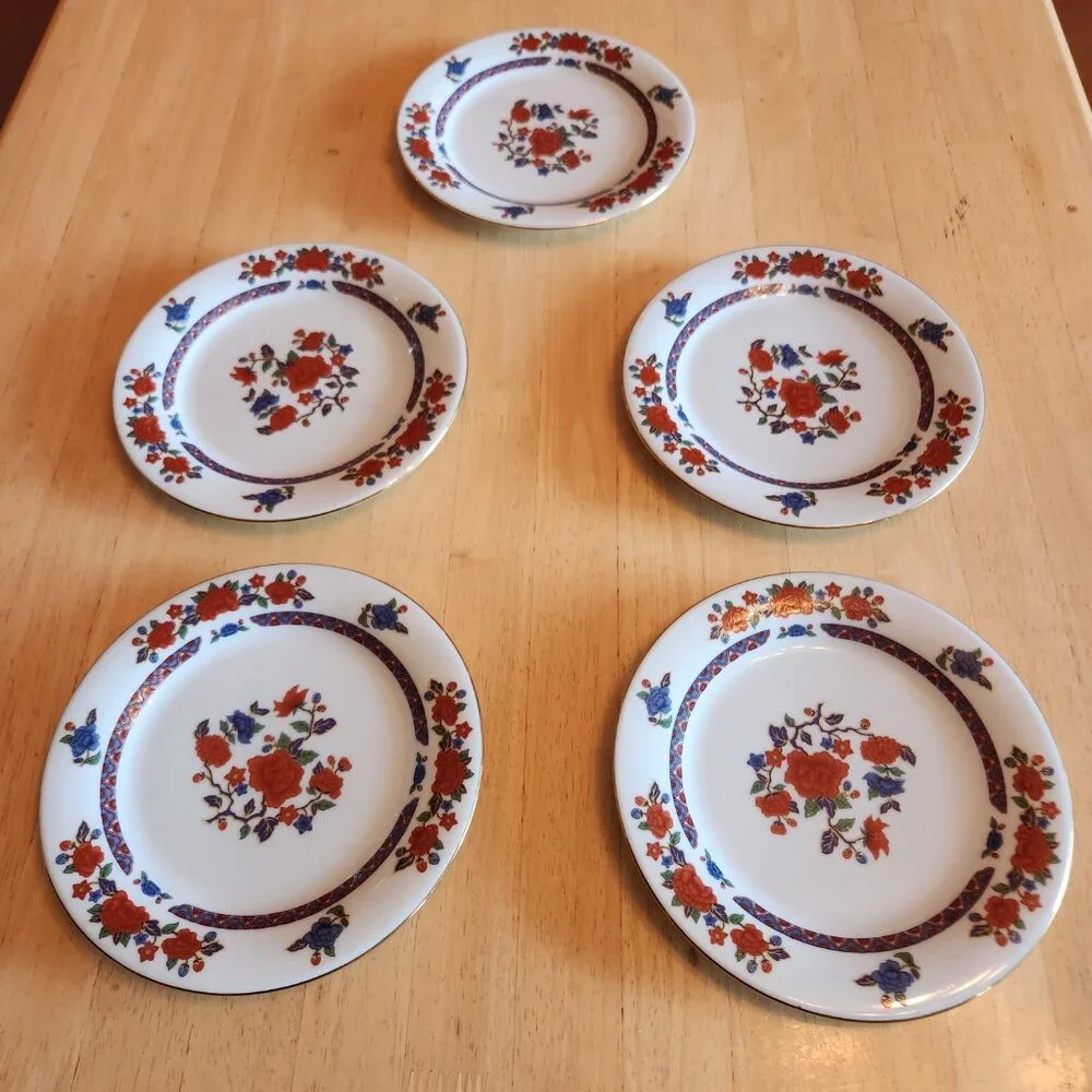 Crown Ming China Old Imari 5 Salad Plates Asian Style Floral 7 ½”
